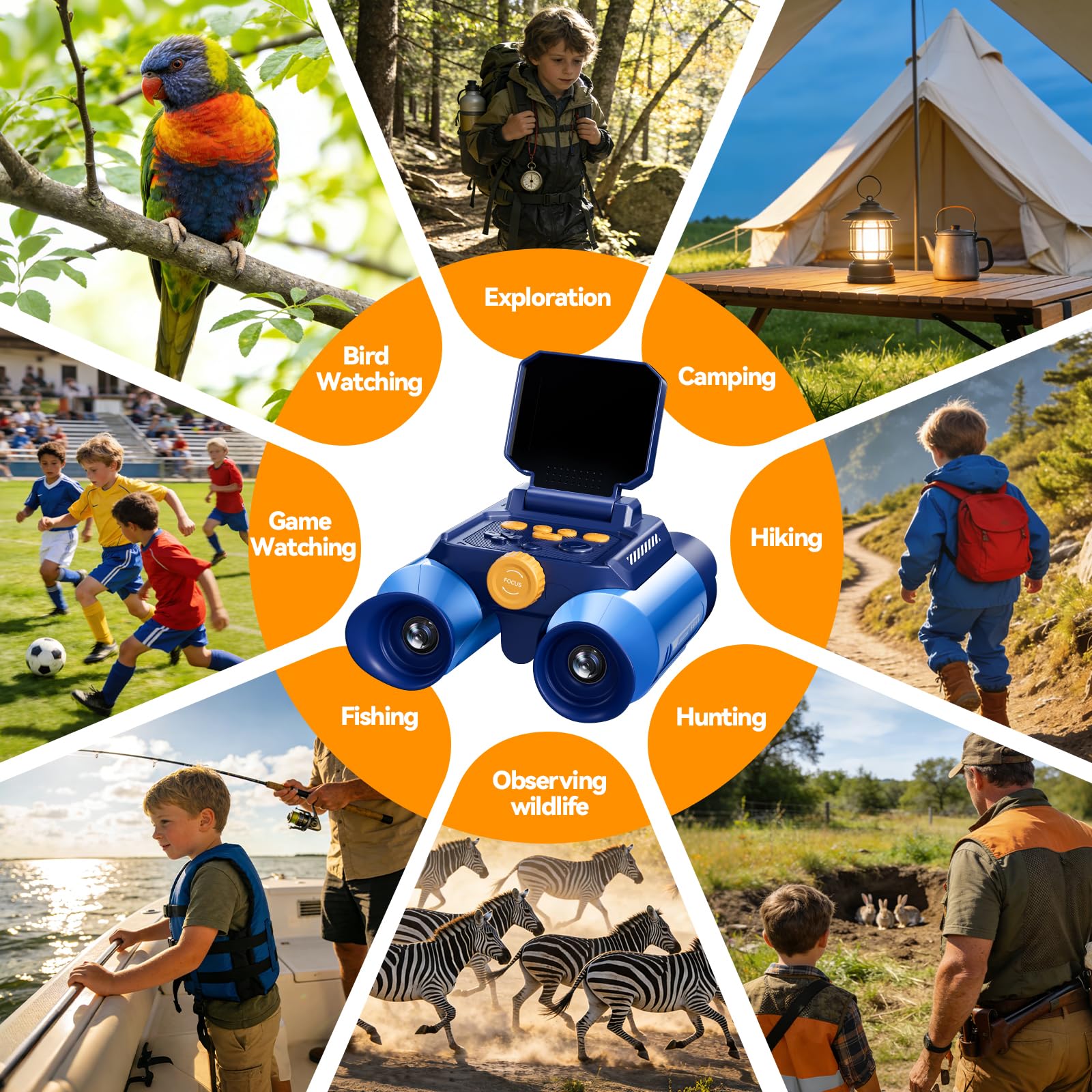 Fernglas für Kinder mit Nachtsicht, Naturforschungsspielzeug mit 6,1 cm IPS-Display, 10-facher optischer Zoom, 48 MP FHD-Digitalkamera, STEM-Spielzeug für Jungen und Mädchen