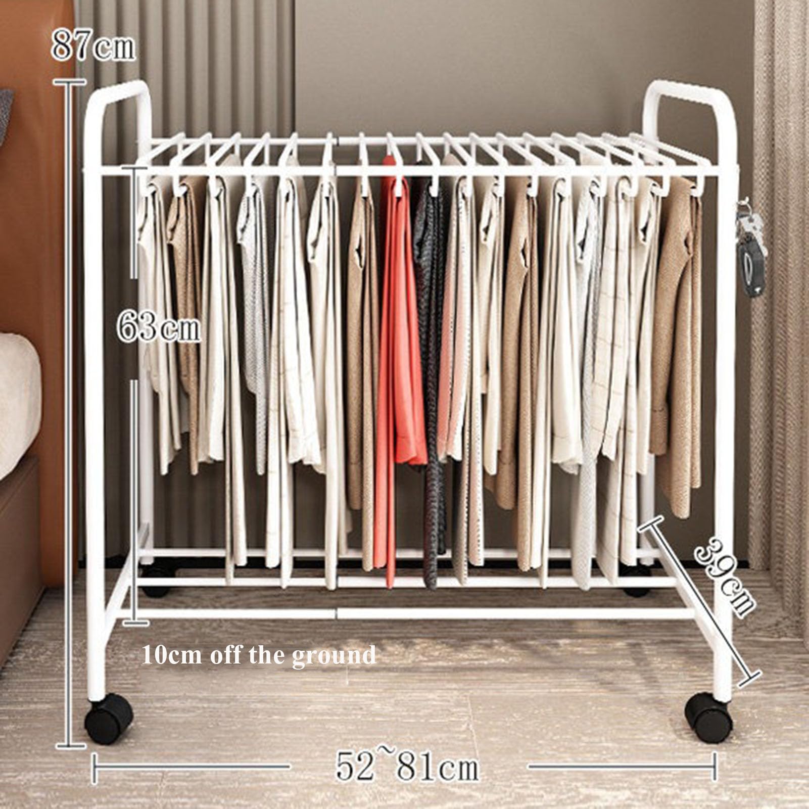 Appendiabiti telescopico da pavimento, espositore multifunzione per pantaloni, carrello organizer per pantaloni, sciarpe, asciugamani con 20 grucce
