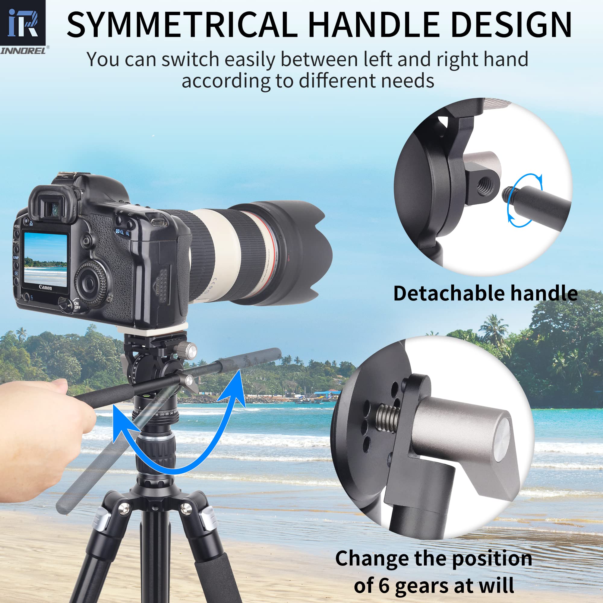 INNOREL H10 lekki mini statyw płynna głowica wideo 360 panoramiczna CNC hydrauliczna głowica wideo z Arca Swiss Q.R.Plate klips do telefonu do lustrzanki cyfrowej kamery telefonu statywu monopod