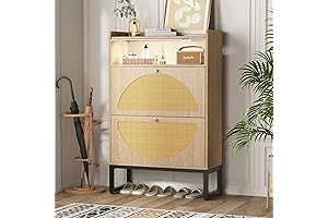 Shoe Cabinet: Entryway Entry Cabinet Storage, Light-Up Shoe Organizer