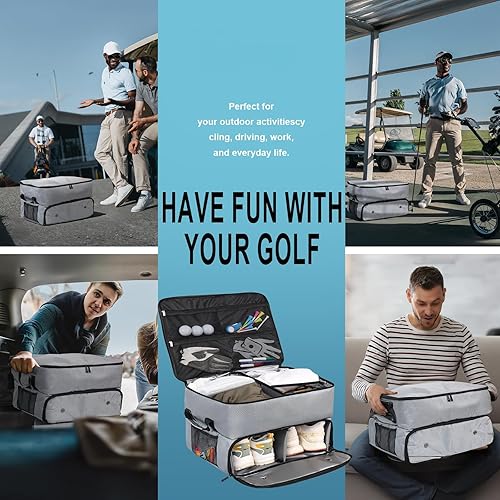 Miniatura 6 de Organizador de maletero de golf con compartimento ventilado separado para 2 pares de zapatos, almacenamiento de maletero de golf, camisetas para