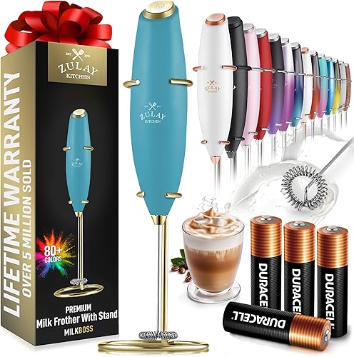 Miniatura 94 de Zulay Kitchen Potente varita espumadora de leche con 2 baterías Duracell – Mezclador de bebidas portátil ultrarrápido – Máquina de espuma eléctrica