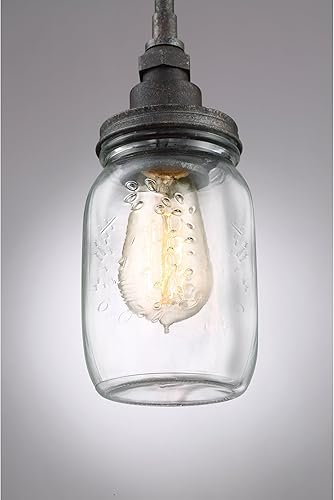 Miniatura 8 de Quoizel SQR1504RK Squire Farmhouse Mason Jar Mini iluminación colgante, 1 luz, 100 vatios, negro rústico (10 pulgadas de alto x 4 pulgadas de ancho)