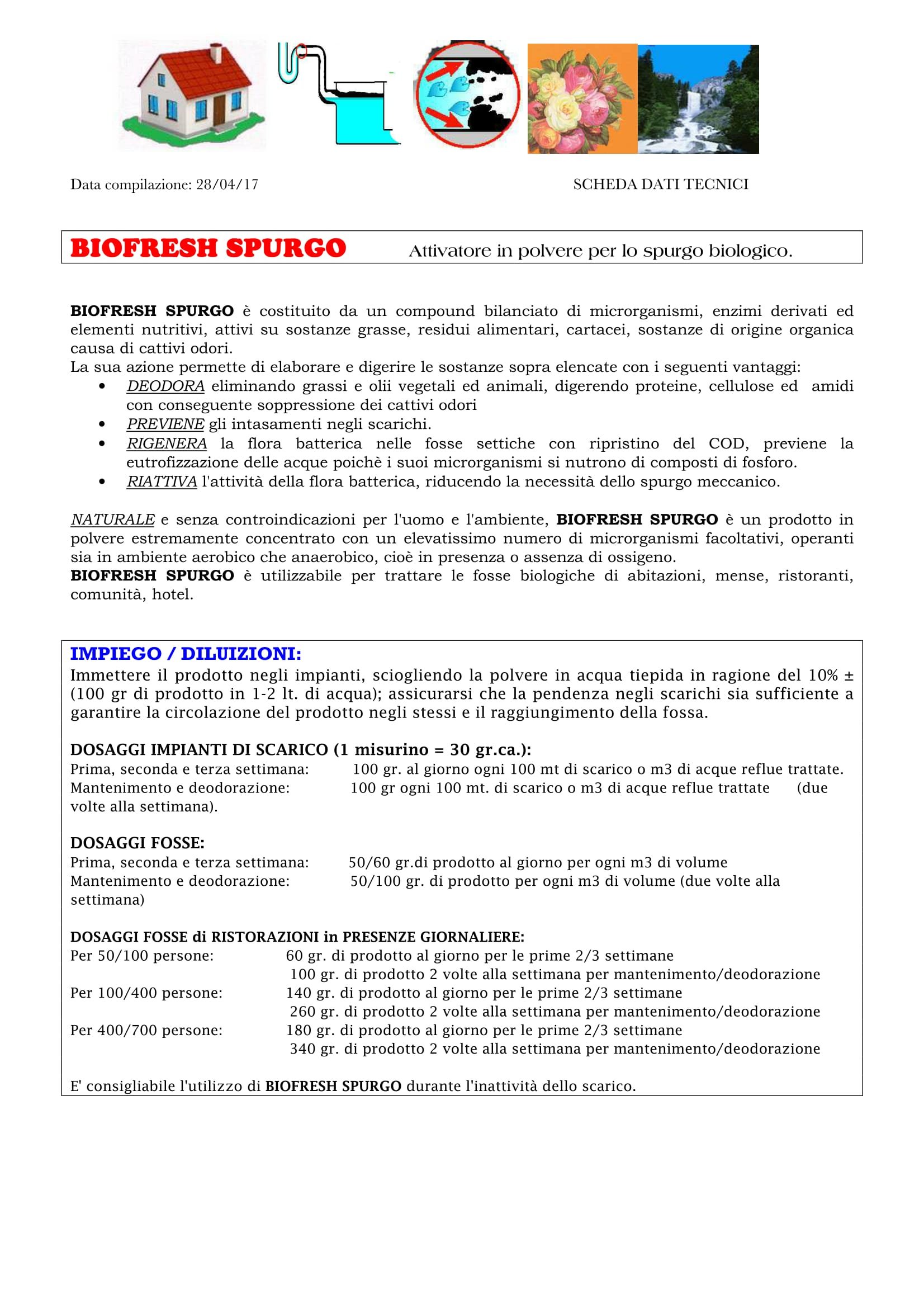 BIOFRESH SPURGO kg.3 attivatore per lo spurgo biologico