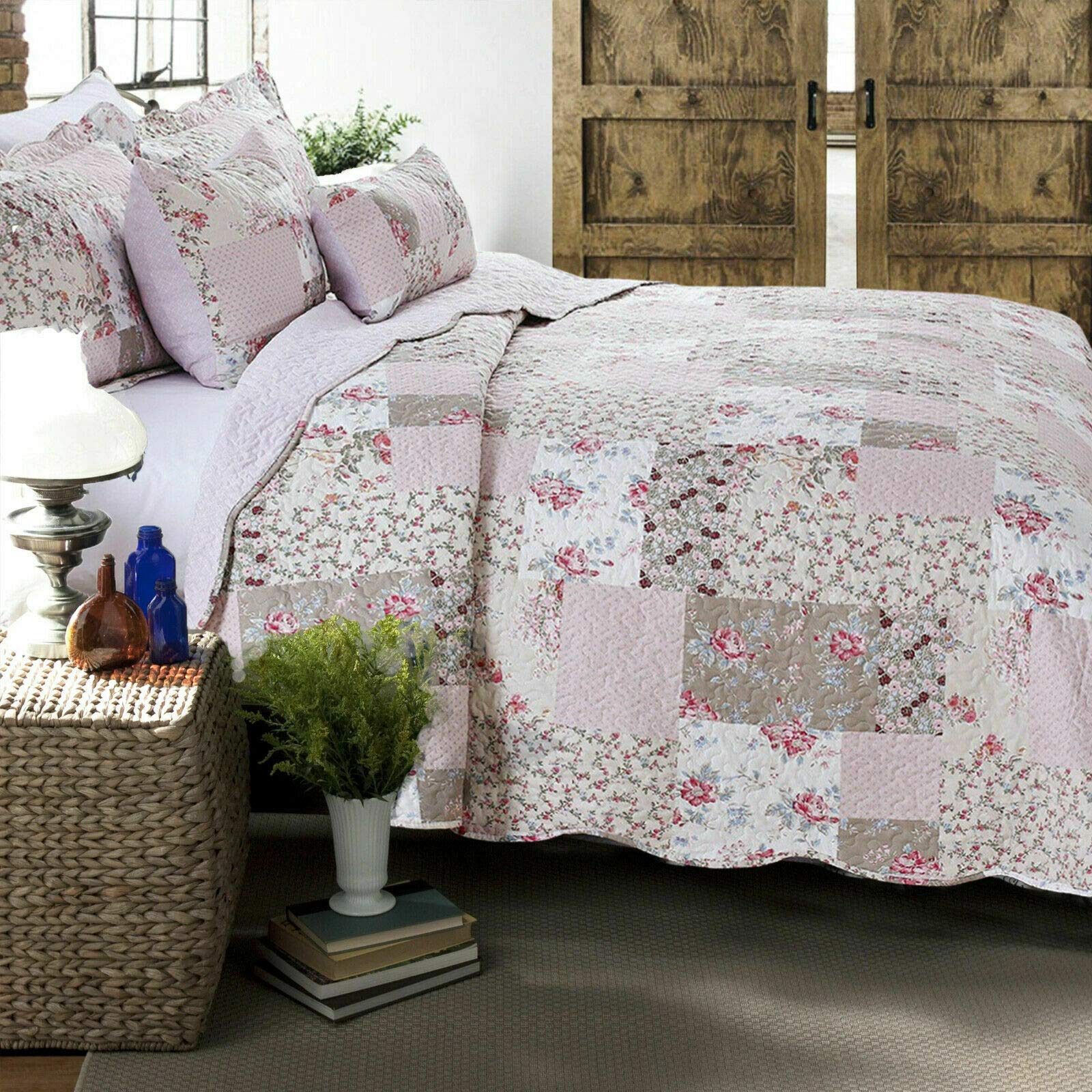 Q-Style Zurich Luxury Quilted Printed Patchwork Bedspread Comforter Throw Set With Pillow Shams (, Super King)