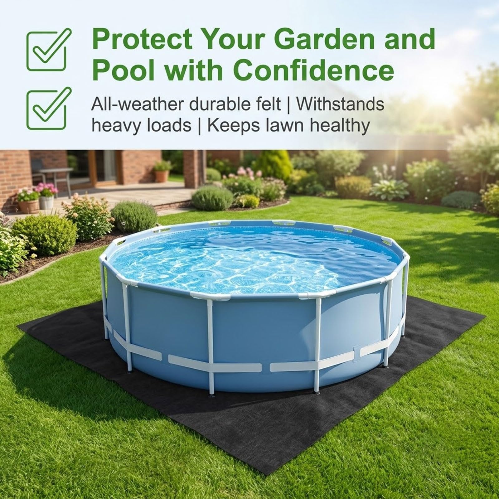 Alfombrilla Para Suelo De Piscina, Protector Exterior Antideslizante | Alfombrilla para piscina antideslizante de alta resistencia,Protege el césped y el liner de perforaciones