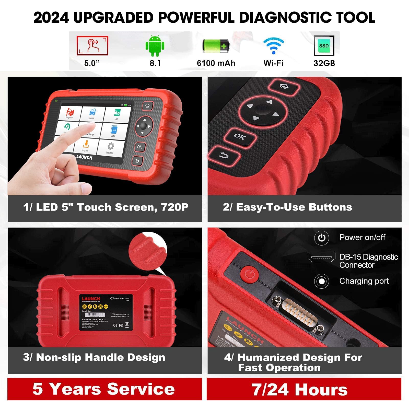LAUNCH CRP129X Escáner OBD2 Lector de Códigos Diagnosis Profesional con AutoVIN para Motor Transmisión ABS SRS Airbag EPB SAS TPMS y Aceleración con Updates por Wi-Fi