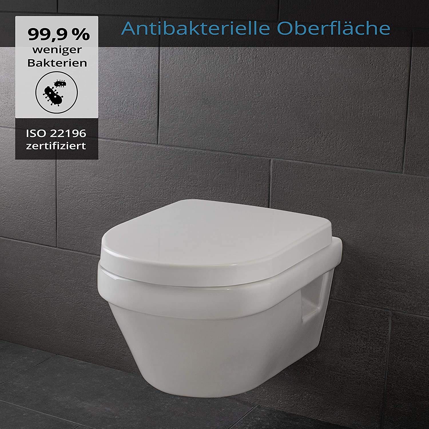 Dombach Senzano Premium deska sedesowa w kształcie litery D, wolnoopadająca innowacyjna deska sedesowa, zdejmowana, antybakteryjna, z duroplastu i stali nierdzewnej