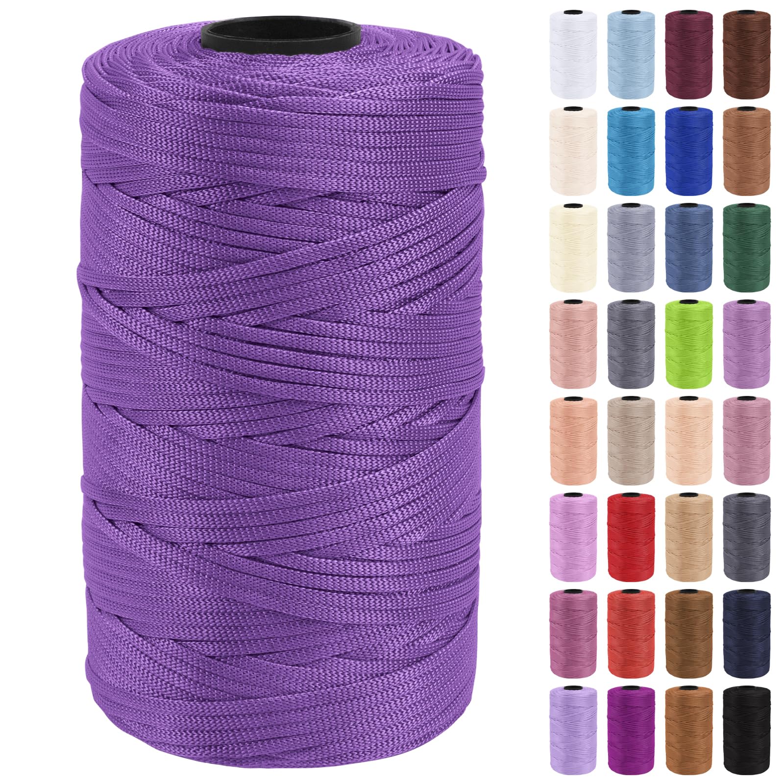 Macrame Yarn 3 mm x 200 m Polypropylene Flat Macrame Cord Macrame Cord Coloured for Crochet, Knitting, Decoration, DIY Crafts