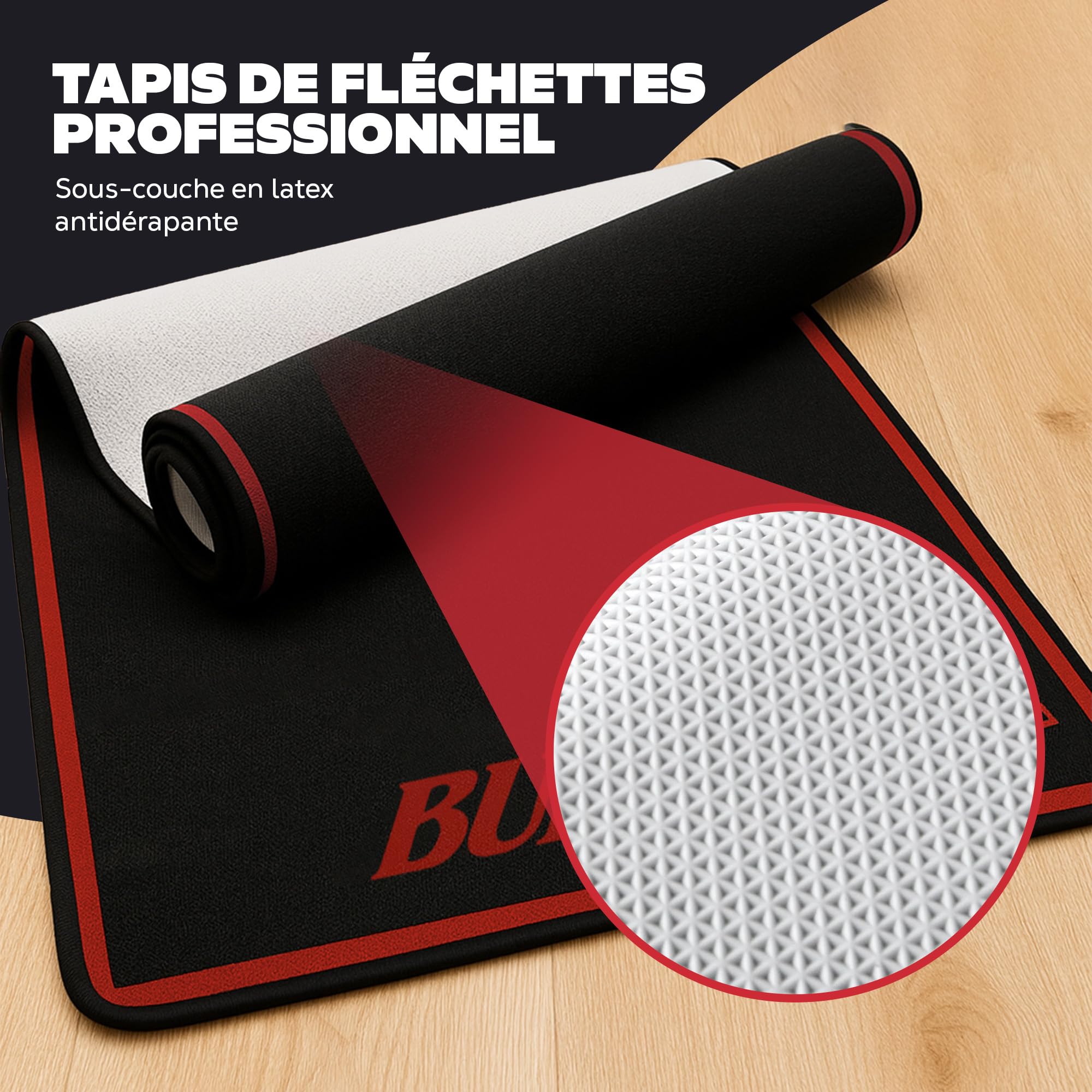 Tapis de fléchettes professionnel 237 x 80 cm pour maison bureau bar fêtes dimensions de tournoi oche