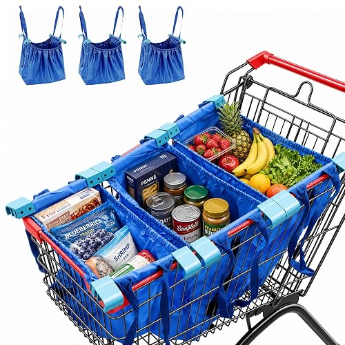 Handy Sandy Cart Caddy 3-Pack Reusable Shopping Bags Blue