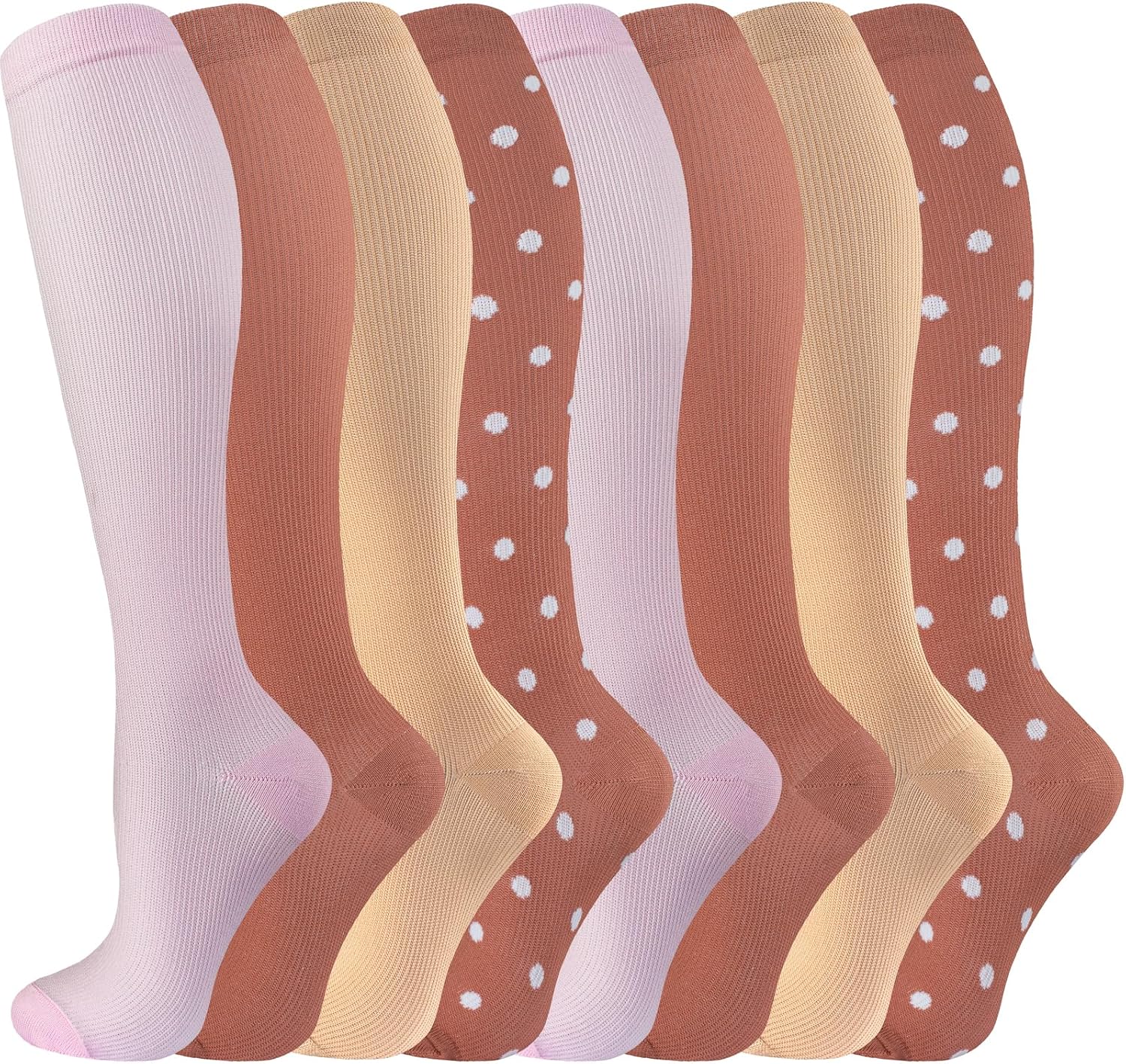 cerpite Compression Socks for Women & Men Circulation 8 Pairs Compression Socks 20-30 mmhg Best for Running,Nurse,Travel