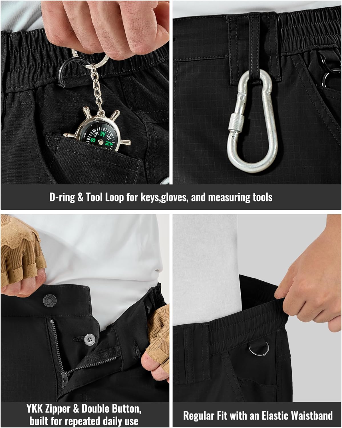 IGOLUMON Ripstop Tactical Work Pants for Men, Stretch Cargo Hiking Pants with 6 Utility Pockets, Reinforced Knees - Image 3