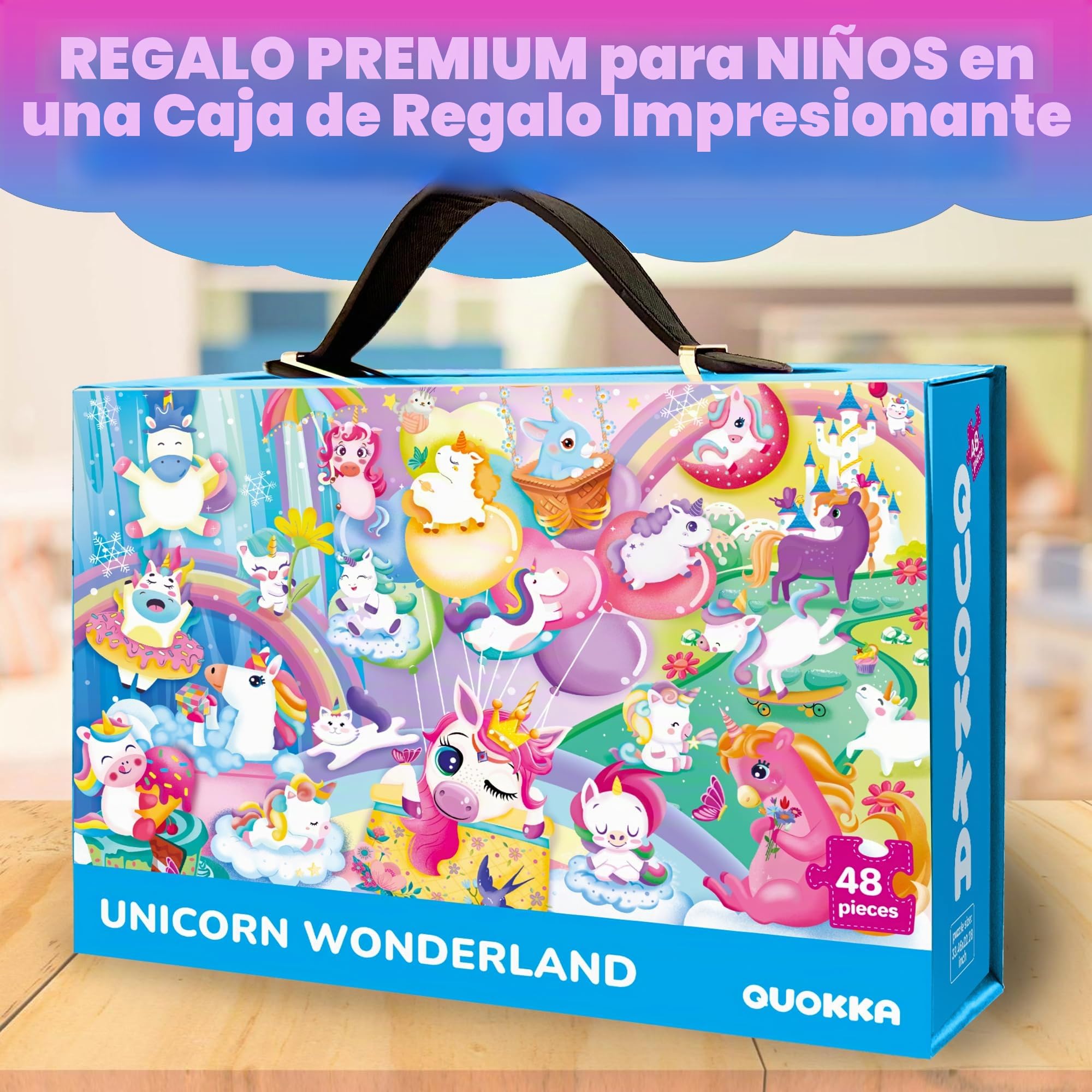 QUOKKA Rompecabezas Gigante De Suelo para Niños De 4 A 6 Años - 60 x 90 cm - Extra Grueso - 48 Piezas -Rompecabezas Infantil De Unicornio para Niños De 3 A 5 Años