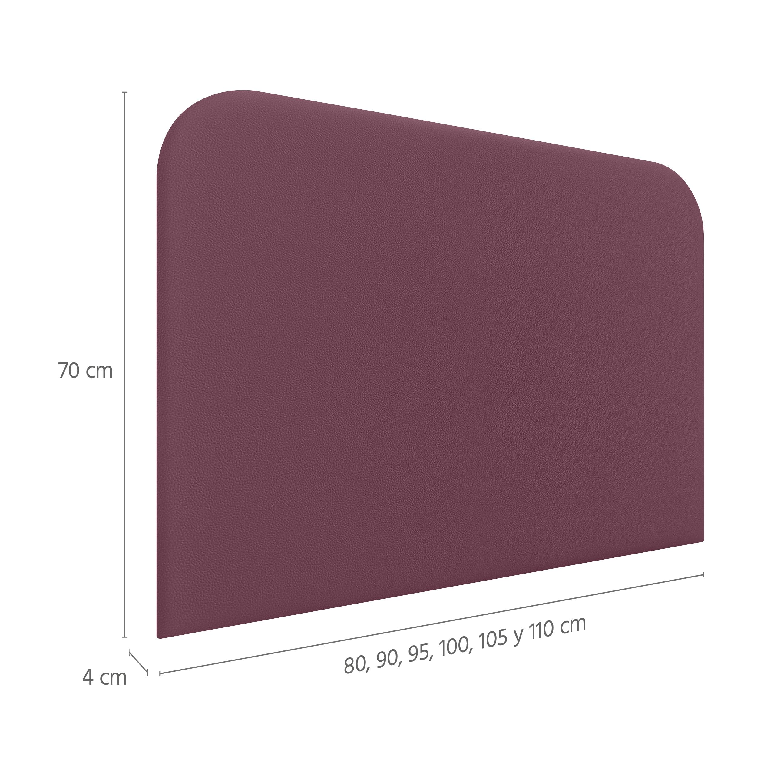 DHOME Cabecero Tapizado Liso Curvo Polipiel 70cm Altura para Pared Acústicos Cabeceros Absorbentes Cabezal Cama Dormitorio (Vino Tinto, 80cm)