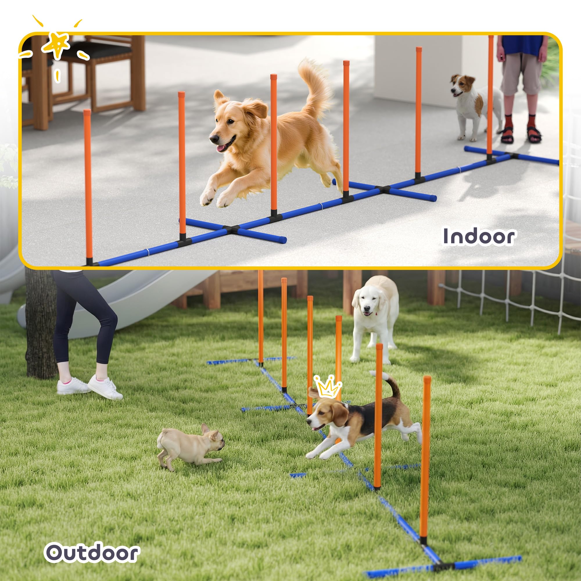 PawHut Adjustable Dog Agility Training Equipment, Dog Agility Course Backyard Set with Weaves Poles, Carry Bag and Ground Stakes for Pet Park Games Exercise - image 7