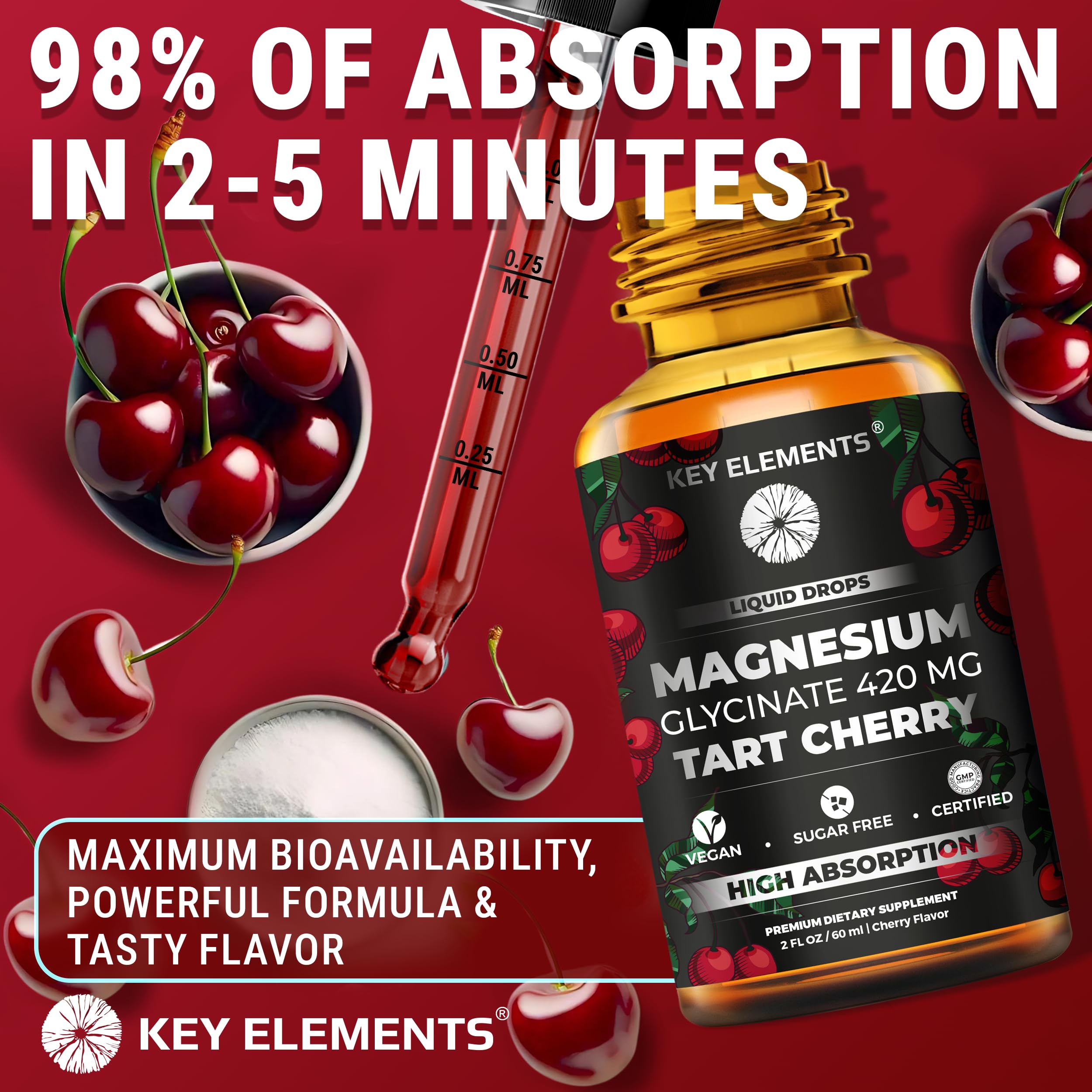 Liquid Magnesium Glycinate 420 Mg with Natural Tart Cherry Extract — Amazon image 8