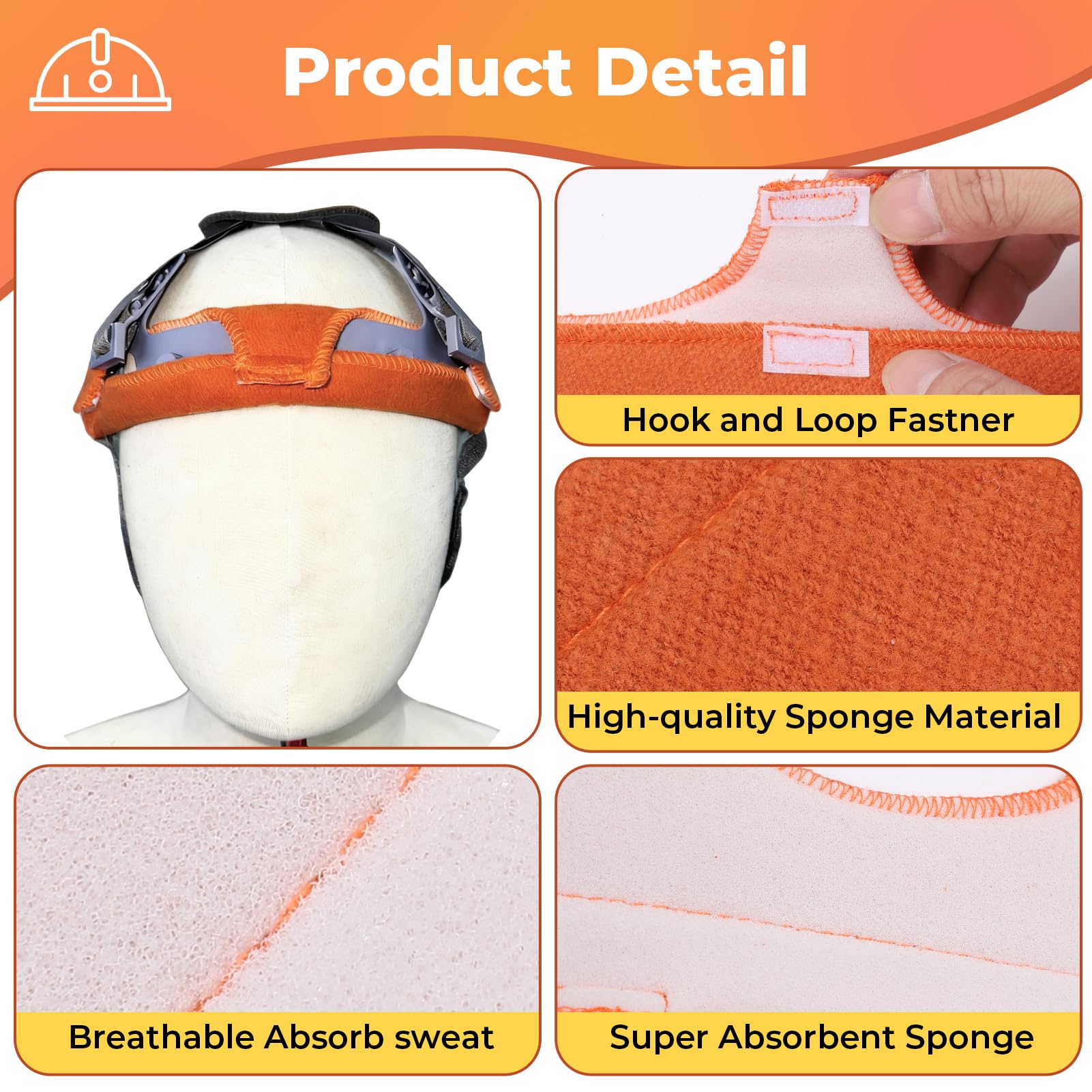 Yosoo Health Gear Casco de Seguridad de 20 Piezas de la Banda de Sudor Retardante de Algodón Suave Esponja de Esponja de Sudor Absorbente para Sombrero Duro