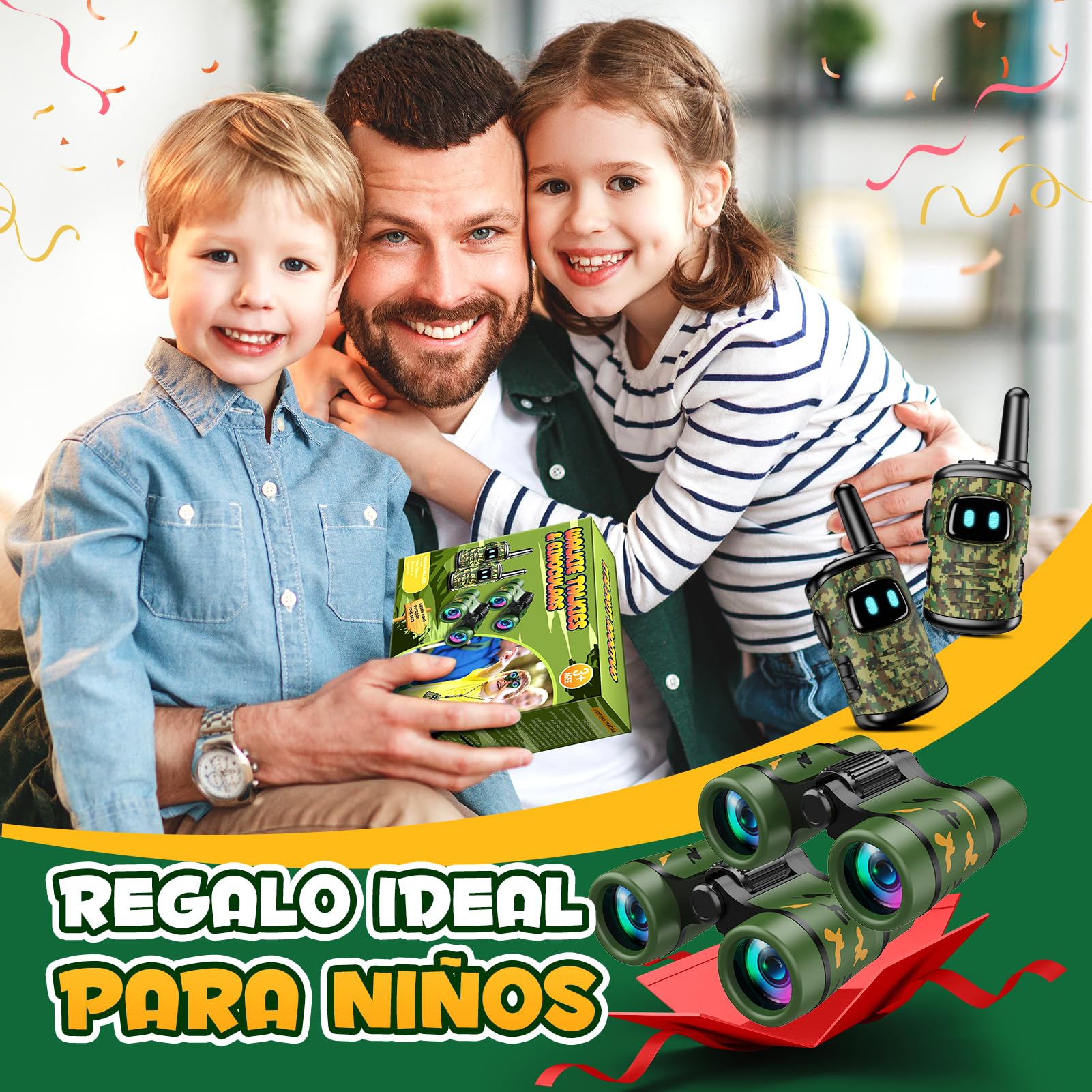 Dislocati Juguetes para Niños 3-9 Años, Walkie Talkie Niños Regalos Cumpleaños Niños 3-9 Años Prismáticos Niños Juegos Jardin para Niños 3-9 Años Juguetes Exterior Binoculares Regalos Navidad Niños