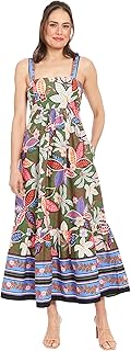 Women's Cotton Smocked Back Babydoll Tiered Maxi Dress