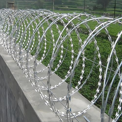 Razor Wires, Double Spiral Razor Barbed Wire,Razor Wire for Wire Fencing Garden,196 Feet