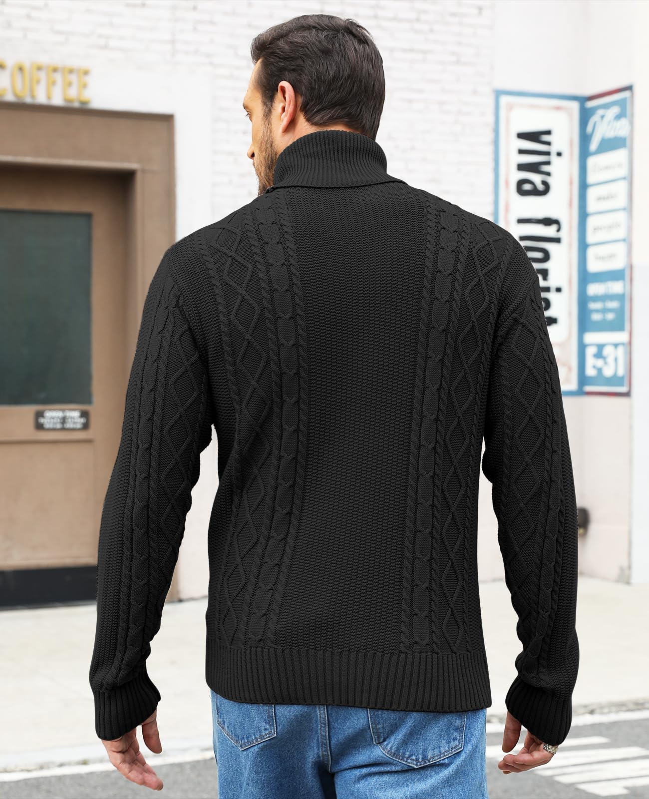 Maglione da Uomo Invernale a Collo Alto e Maniche Lunghe in Maglia | Tessuto Morbido, Caldo e Traspirante, Colletto, Polsini e Orlo a Costine, 100% Cotone, Ufficio, Feste, Vita Casual Quotidiana