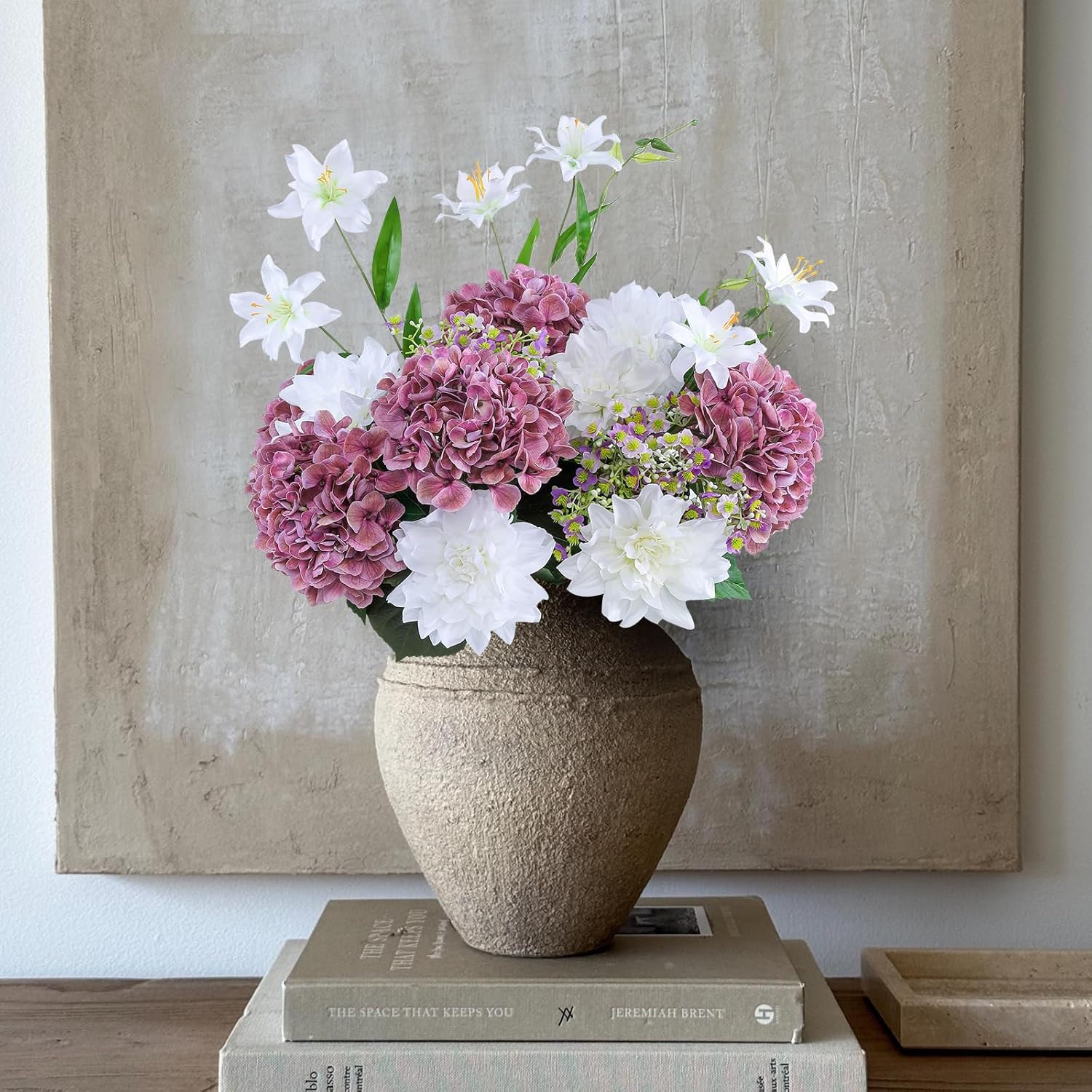 3Pcs Large Hydrangea Artificial Flowers 24.8" Real Touch Faux Hydrangea Latex Fake Flowers with Bendable Stems for Wedding Bouquet Centerpieces Home Party Decor(Dark Pink) - Image 7