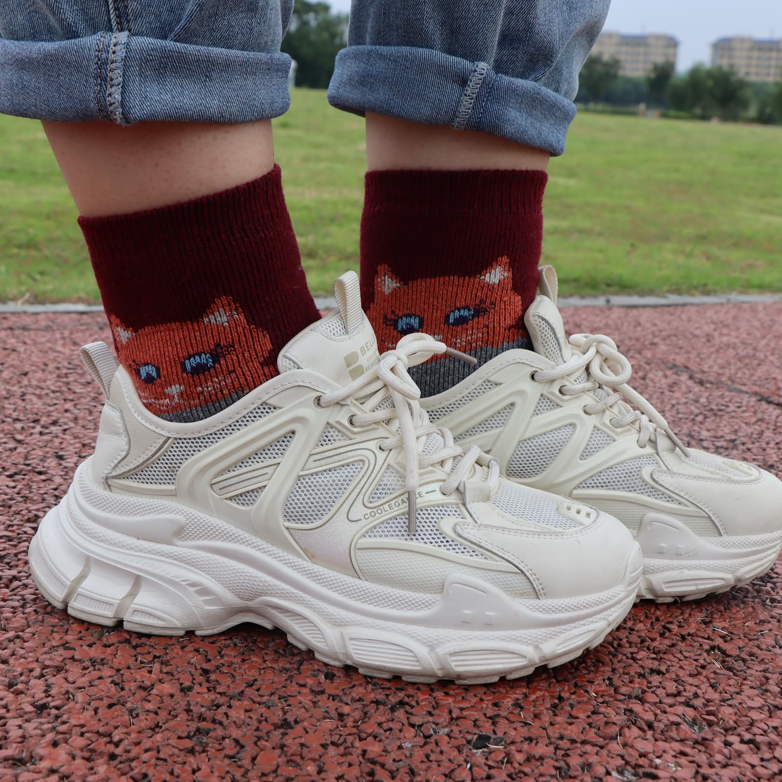 YZKKE 5Pack Womens Warm Wool Soft Cozy Crew Socks Cute Animal Owl Cat Design Sock for Fall Winter Gifts Size 5-9