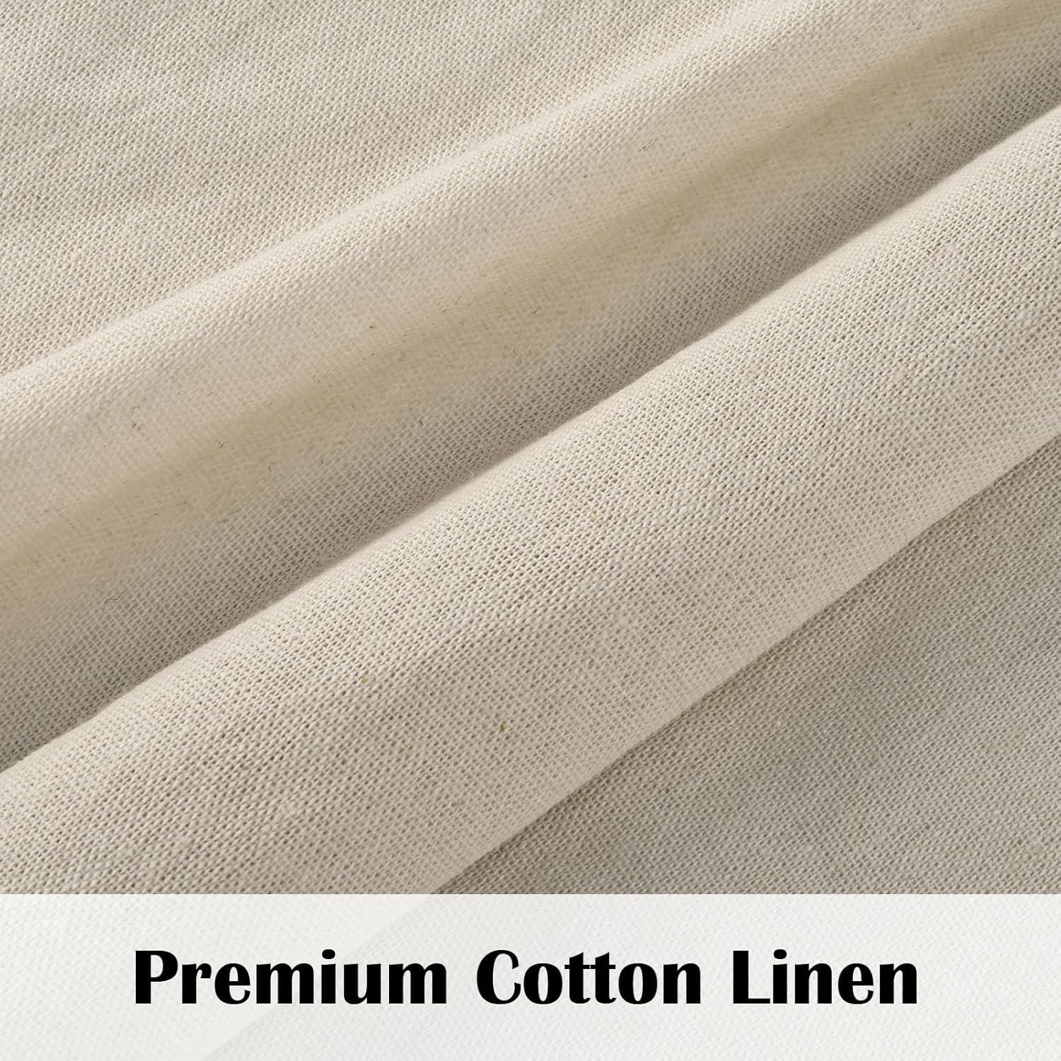 FRAMICS Farmhouse Valance Curtains, Boho Cotton Linen Kitchen Valance, Rustic Button Window Valances for Kitchen, Country Rod Pocket Valances for Windows Bathroom, Linen and White, 52 x 18 Inch