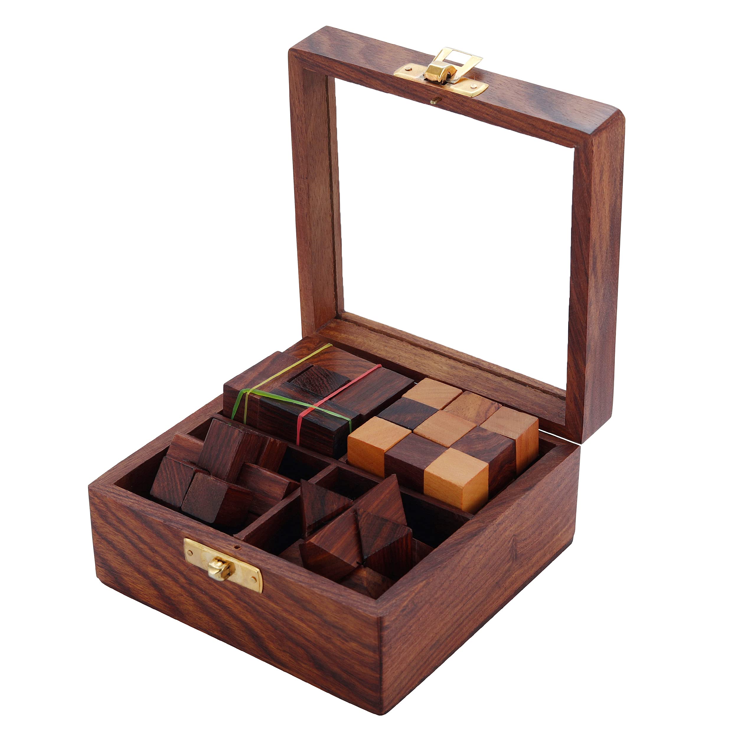 Ortus 4-in-One Wooden Puzzle Games Set 3D Puzzles Brain Teaser Game for Kids and Adults