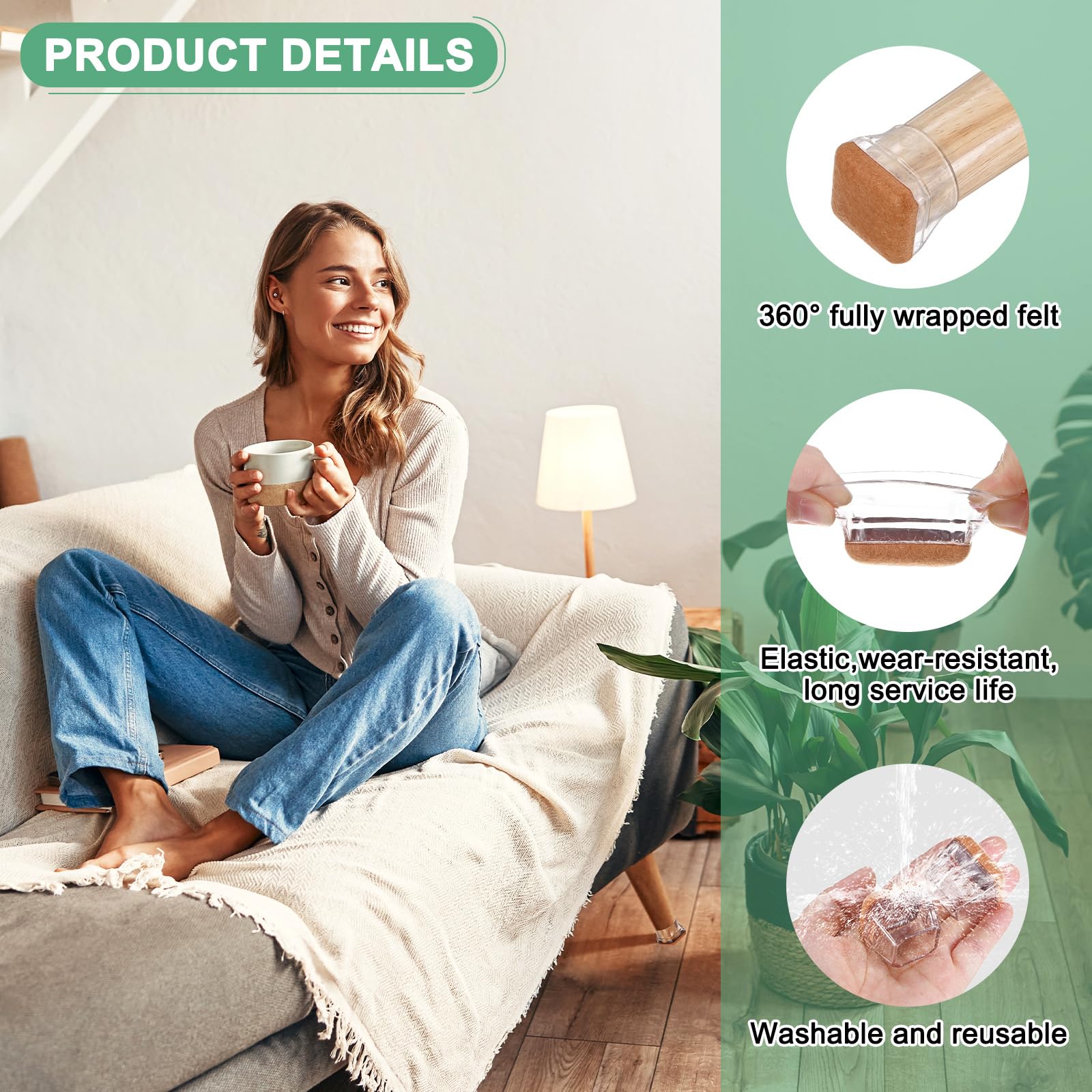 M METERXITY 24-Pack Chair Leg Floor Protectors - Image 2
