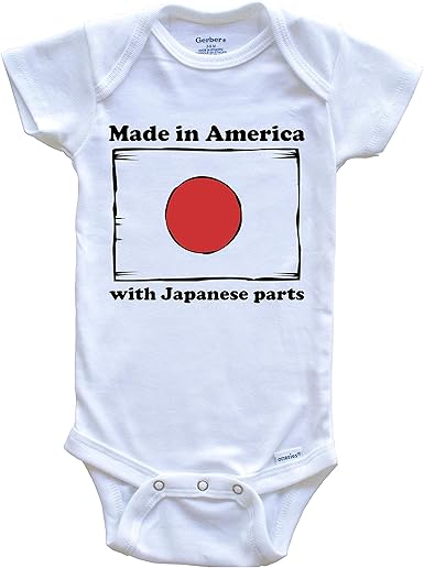 Amazon Com Made In America With Japanese Parts Funny Japan Flag Baby Onesie Clothing Shoes Jewelry