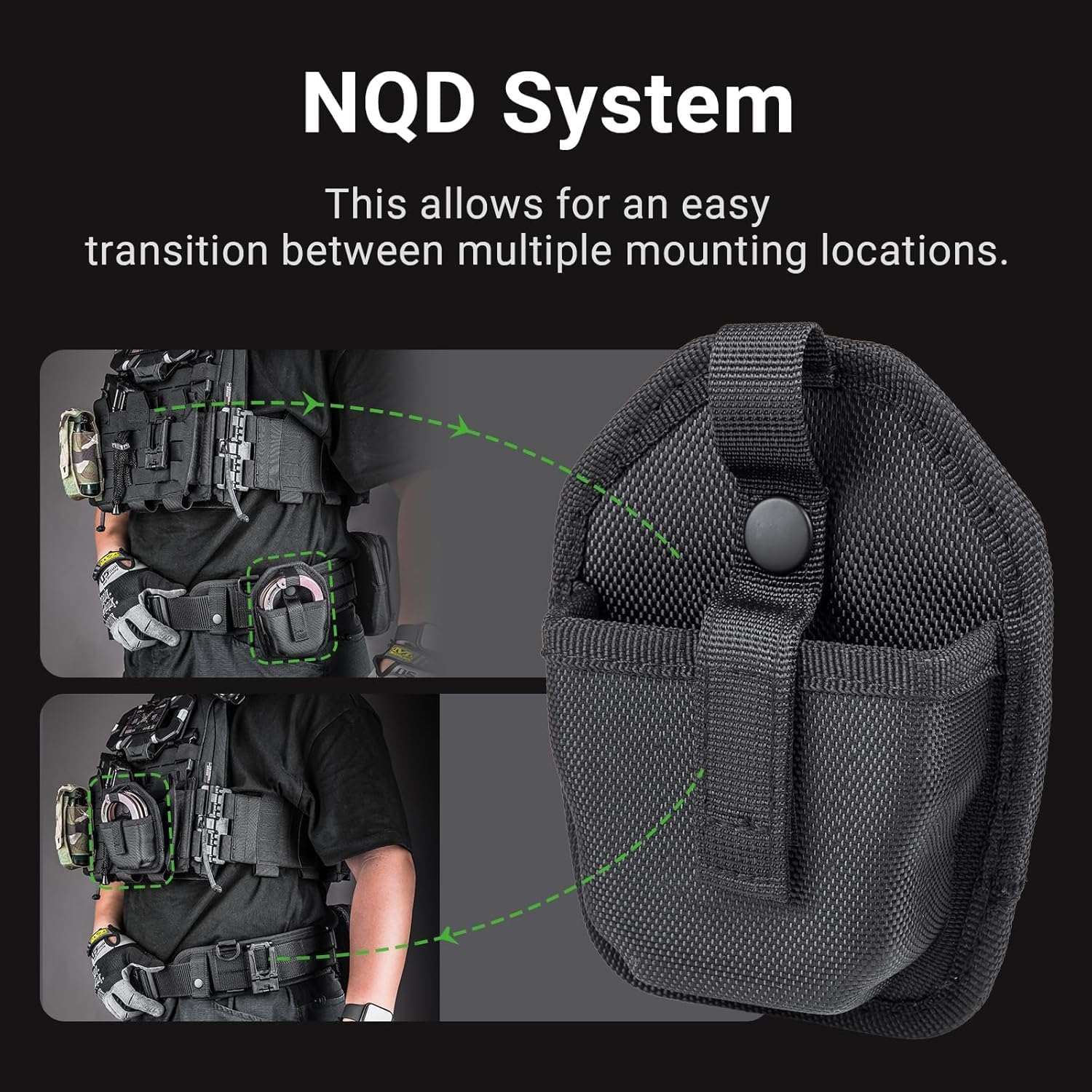 NEXTORCH V12 V22 Handcuff Holder Heavy Duty Nylon Handcuff Case with Clip, Holster Belts Clamp Chain & Hinged Hand Cuff Pouch for Tactical Vest