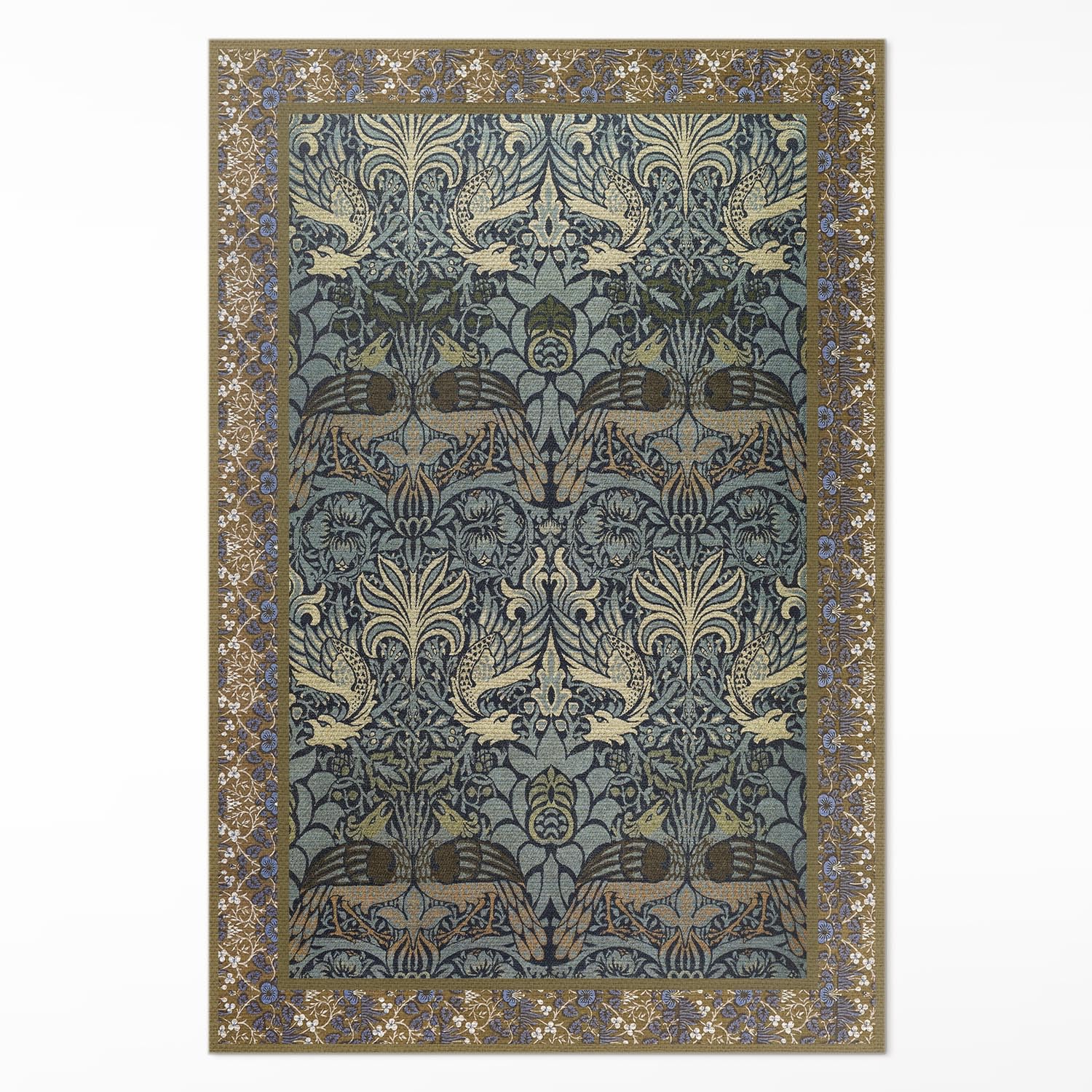 Tapis en vinyle motif Le Paon et Le Dragon de William Morris style chic