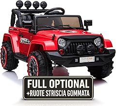 Macchina Elettrica Per Bambini Fuoristrada Adventure Full Optional Auto Elettrica Per Bambini Telecomandata Sedile In Pelle Porte Apribili Doppio Motore Elettrico 12V TOYSCAR Rossa
