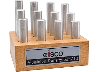 12pc Cylindrical Bars Density Set, Aluminum - Various Lengths - Includes Wooden Storage Block - for Studying Density & Mass - Eisco Labs