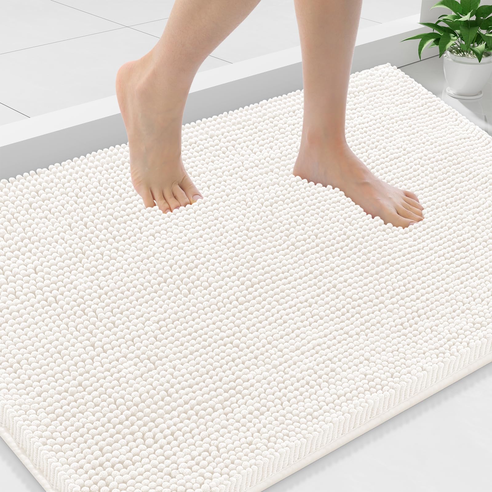 Smiry Bathroom Rugs 36X24, Luxury Chenille Extra Soft Absorbent Bath Mat