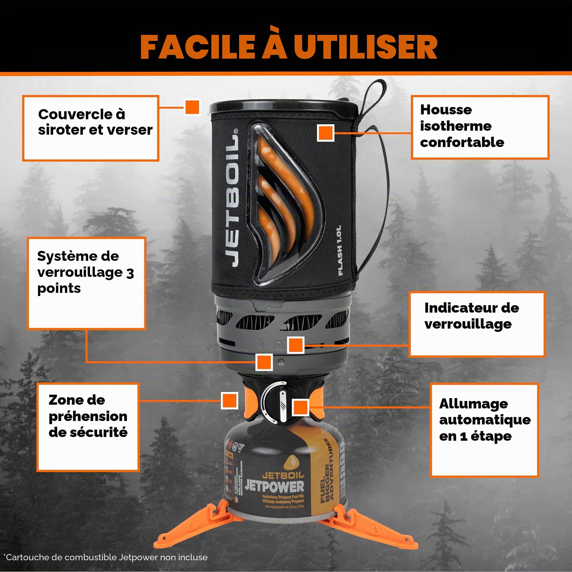 Flash Système d'ébullition rapide Carbone 1 l