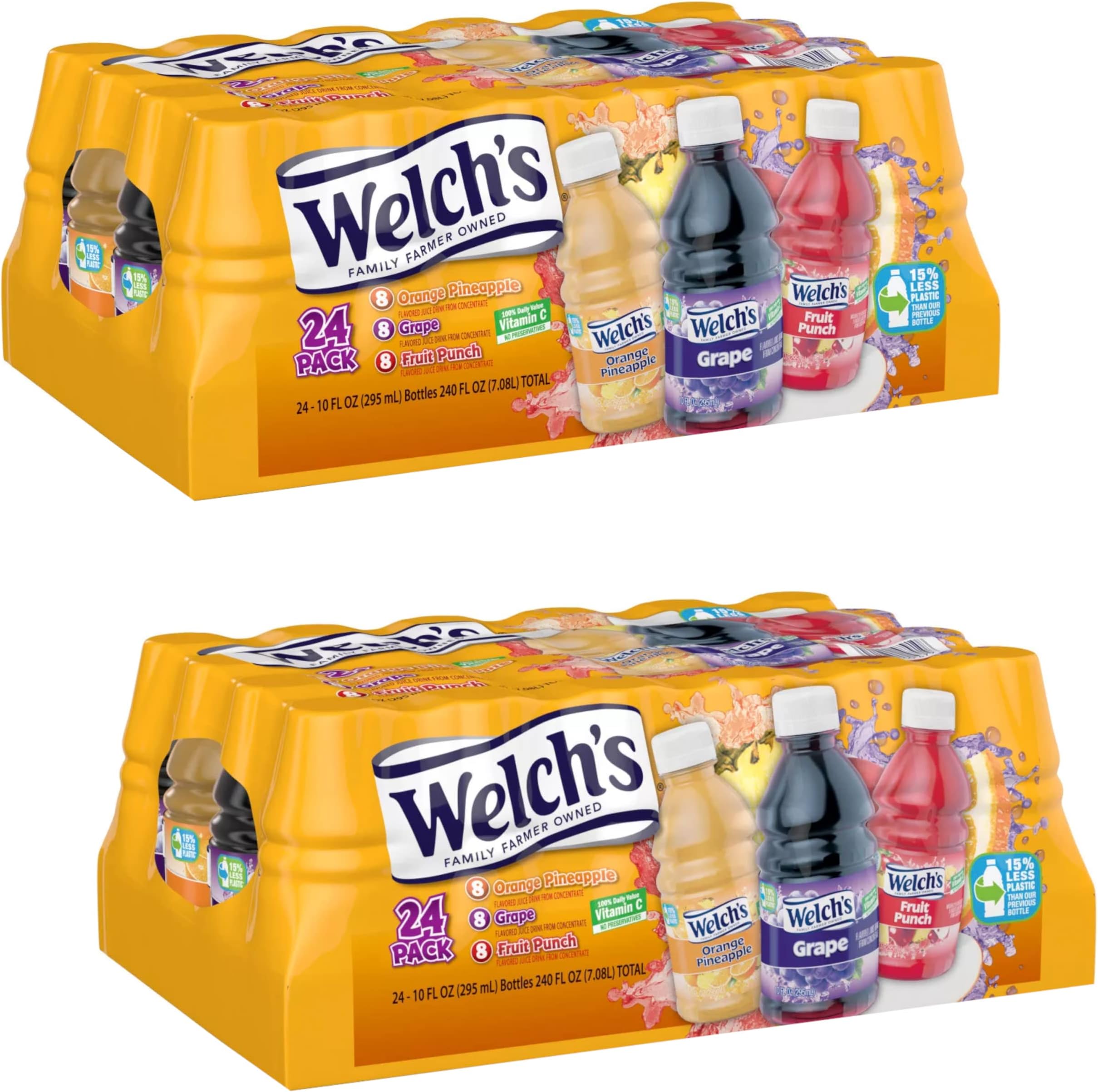 Welch's Variety Pack - Orange Pineapple, Grape and Fruit Punch - No Preservatives - Rich Source of Vitamin C - Ready Set Gourmet Donate a Meal Program - 2 Pack (10oz / 24pk Each)