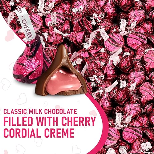 Miniatura 5 de Hershey's Kisses - Chocolate con leche relleno de caramelo de crema cordial de cereza (4.66 libras)