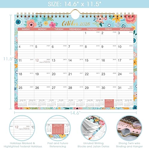 Miniatura 3 de Calendario 2026-2027 – Calendario de pared 2026-2027 con 18 meses, de julio de 2026 a diciembre de 2027, 14.6 x 11.5 pulgadas, encuadernación de