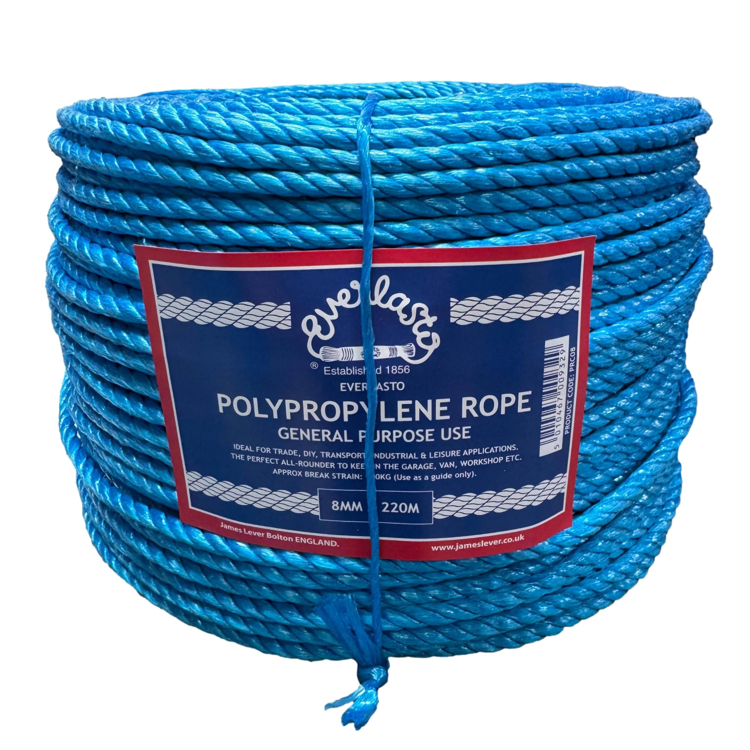 220M TRADE COILS EVERLASTO BLUE POLYPROPYLENE POLY ROPE 6MM 8MM 10MM 12MM 14MM (8MM)