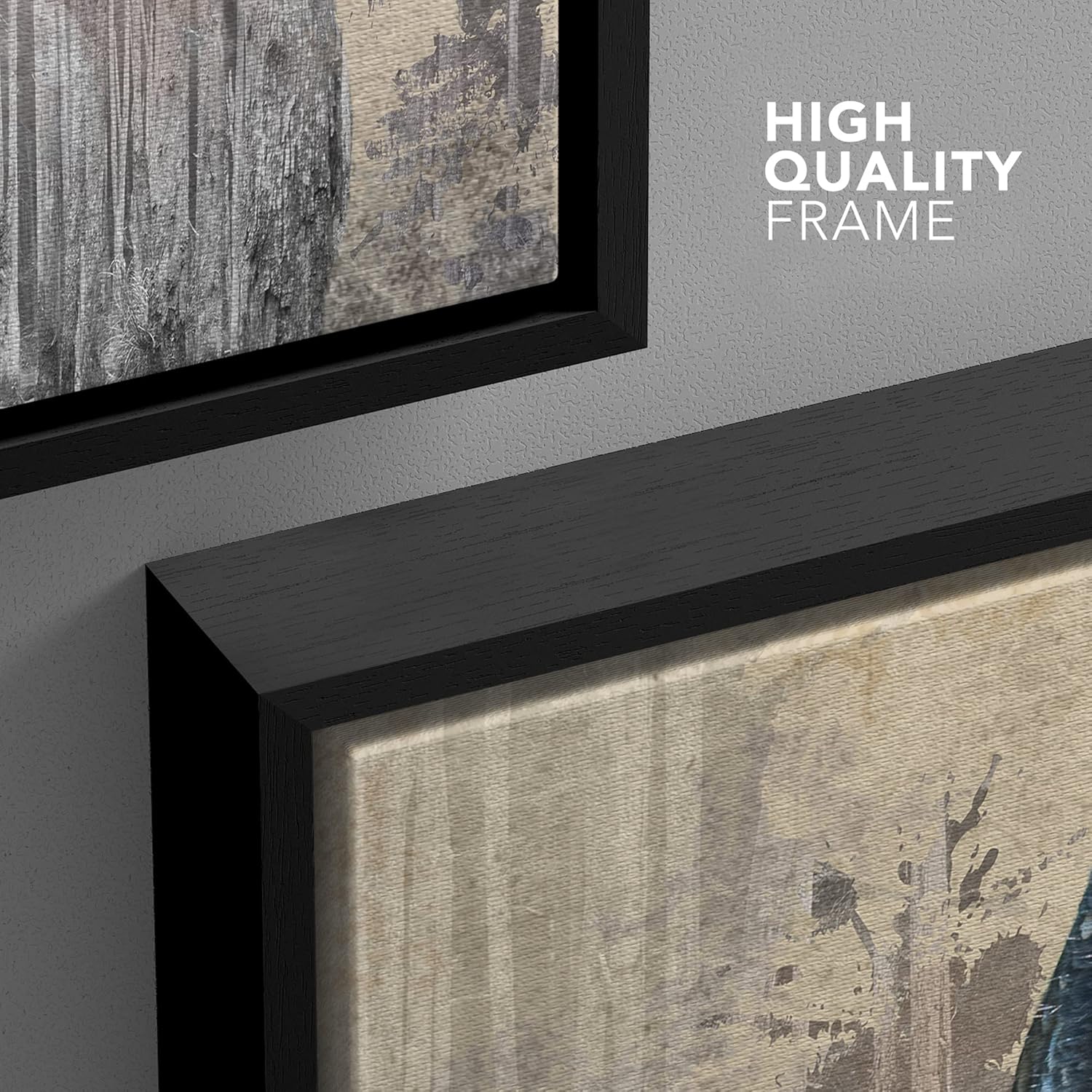 wall26 Framed Canvas Double Exposure Close Up of a Grey Barred Owl on a Rustic Style Canvas - Canvas Art Home Art - 16"x24" Black