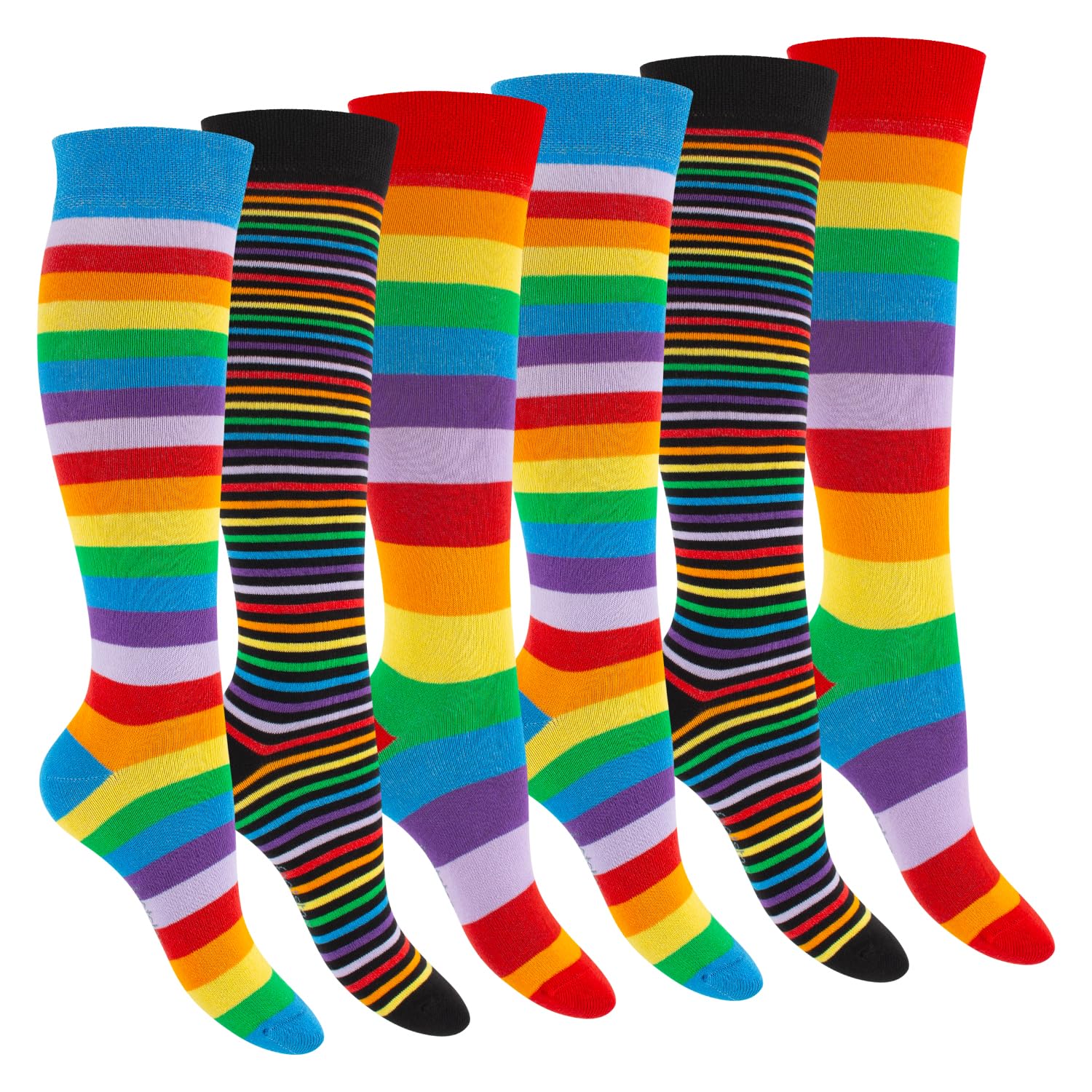 Footstar Calze al ginocchio da donna a righe (6 paia)