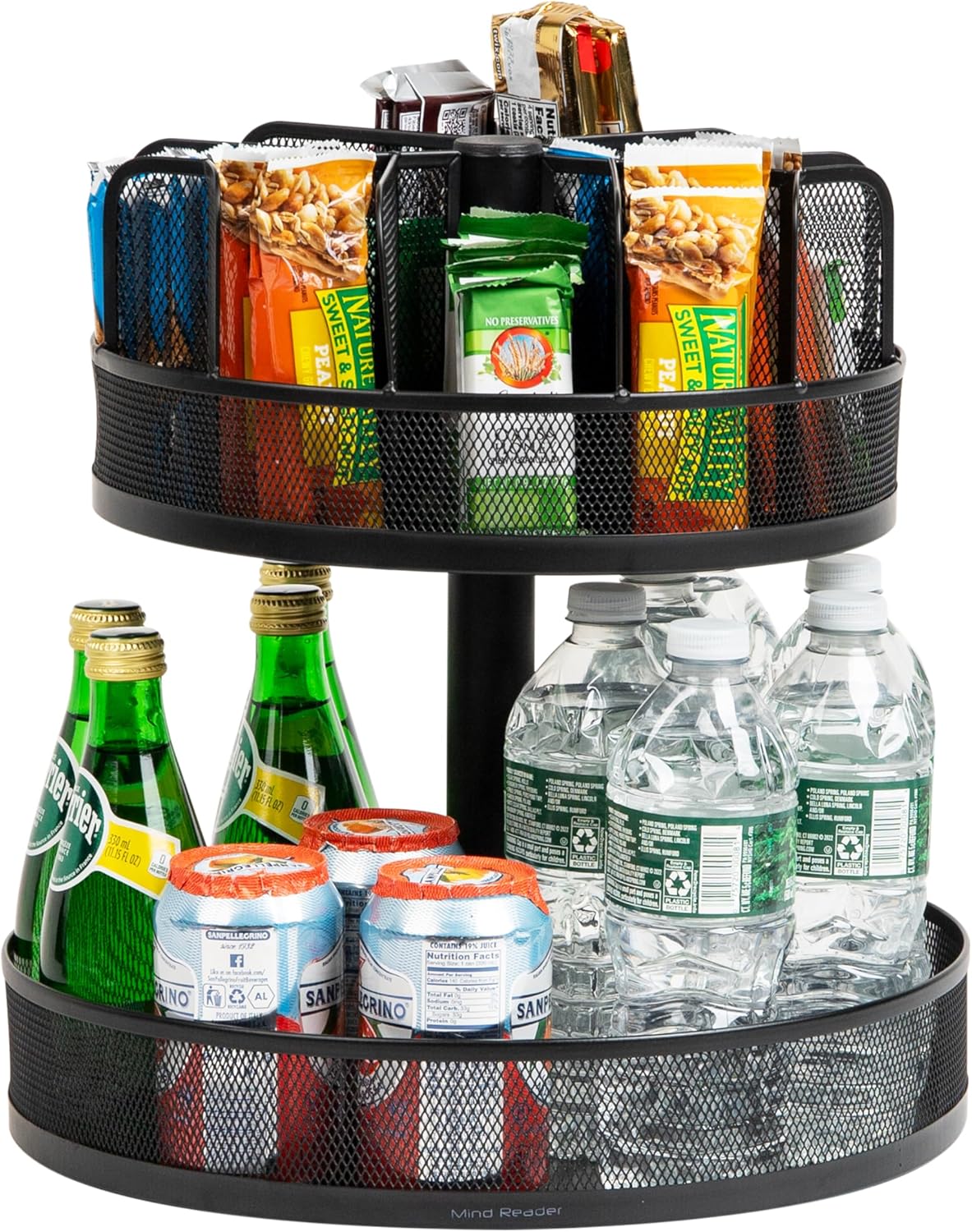 Mind Reader 2-Tier Snack Carousel, Countertop Organizer, Snack Tray, Breakroom, Kitchen, Black