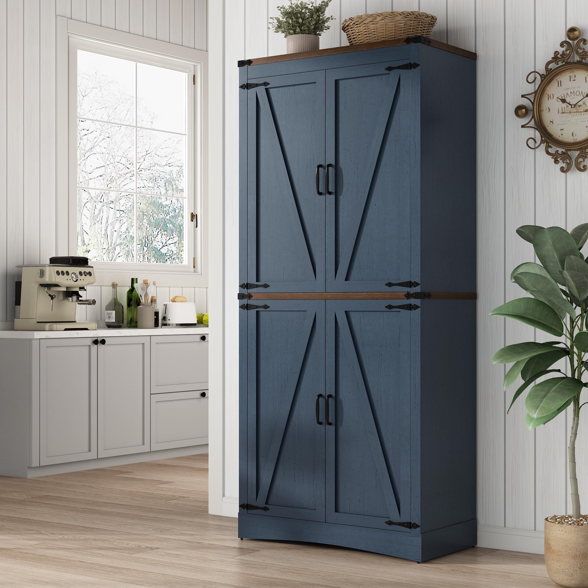 71in Farmhouse Kitchen Pantry Cabinet