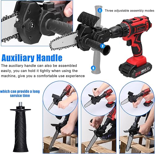 Miniatura 6 de Taladro eléctrico de 4 pulgadas modificado a herramienta de motosierra eléctrica, accesorio para motosierras eléctricas, juego de herramientas
