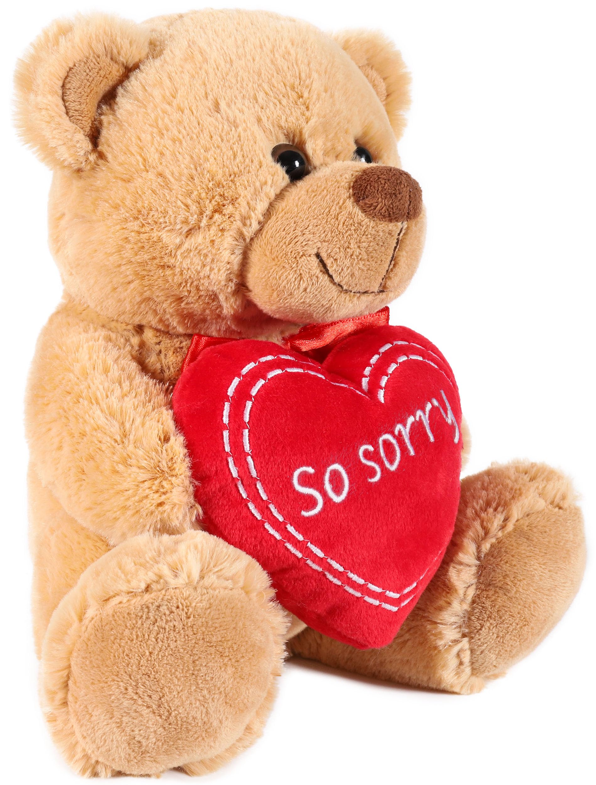 BRUBAKER Teddy Bear with Red Heart, So Sorry, 9.8 inches (25 cm) Teddy Plush Bear, Cuddly Toy Gift for Apologies - Image 2