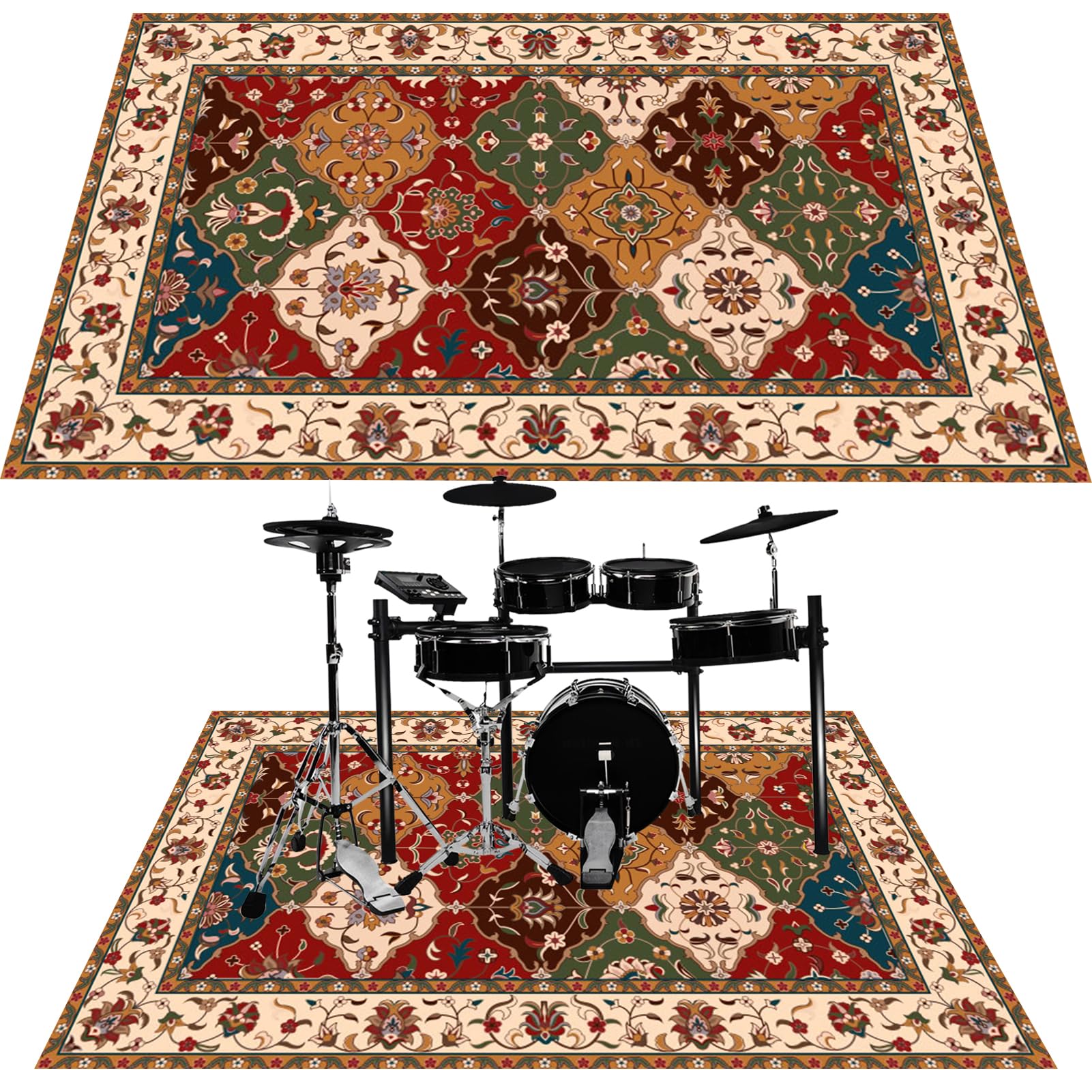 Tappetino Batteria, Tappeto per Batteria, Tappeto Insonorizzato Professionale, Elettronico Drum Tappeto, Drum Carpet Rugs, Tappeti Antiscivolo per Batteria, Tappeto per Tamburi Drum Rug 230 x 180 cm