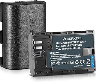 Battery for Canon LP-E6 LP E6N LP-E6/LP-E6N/LP-E6NH, 2Pack 2700mAh Fit perfectly for EOS 90D 5D3 6D2 5D4 EOS 5D Mark II, 5DS,5DS R,6D,7D,7D Mark II，BMPCC 4K, BMPCC 6K Cameras battery